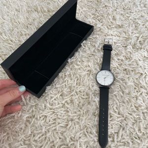 -David Philip Black Leather Watch!   -Velvet Case!